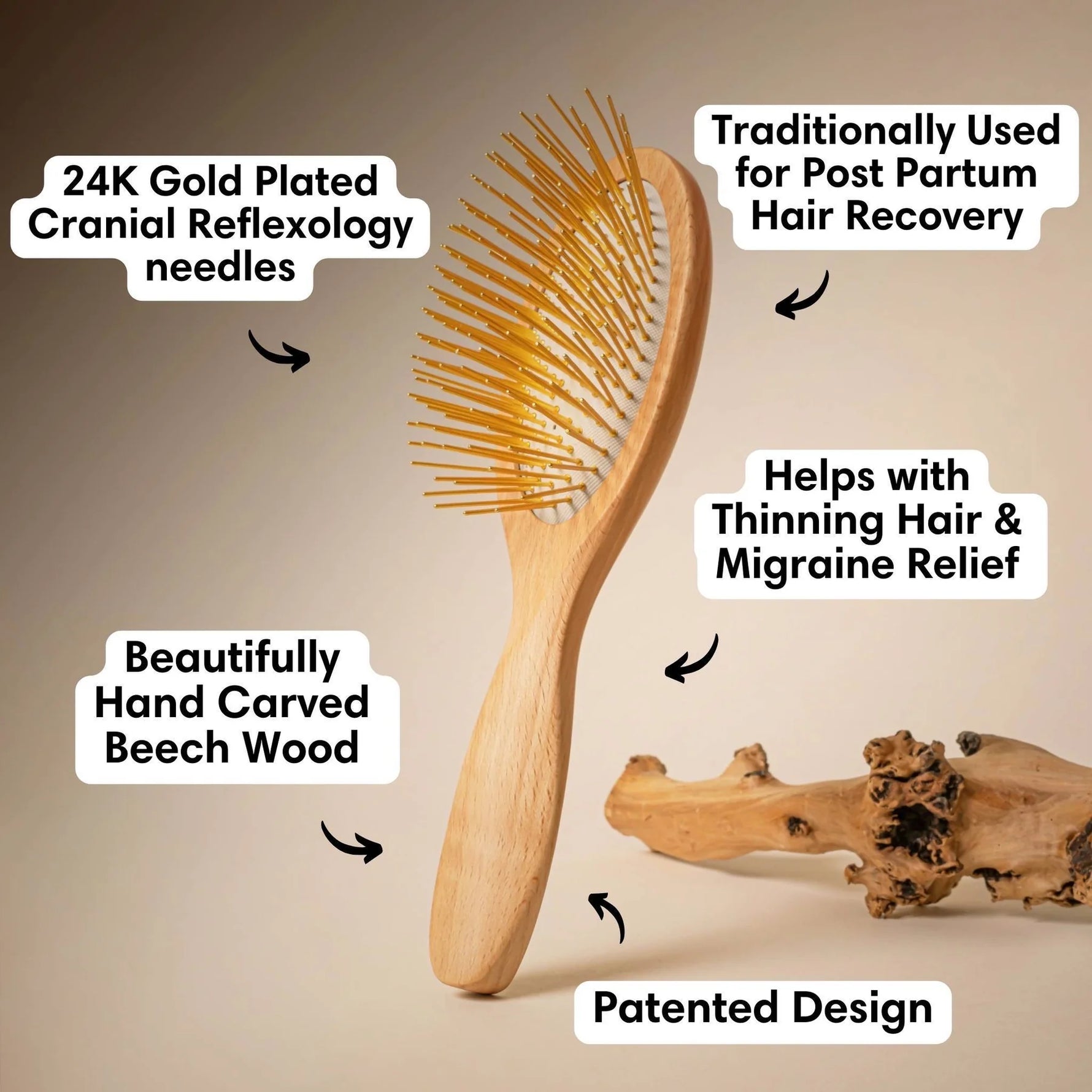 Snow Fox Skincare Gua Sha Hair & Scalp Brush: Premium Wooden Snow Fox Skincare Gua Sha Hair & Scalp Brush: Premium Wooden